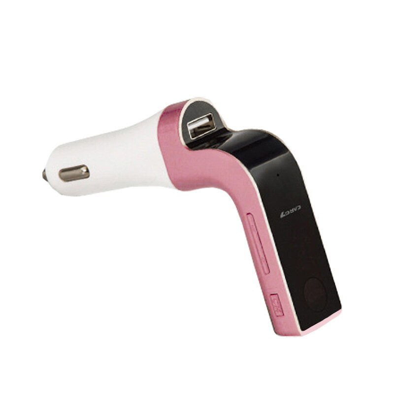 Earldom-cargador USB de teléfono móvil para uso en coche, soporte MP3, tarjeta SD, Bluetooth, manos libres, llamada, Radio FM, emisor de conexión, salida de 5V 2A: Pink