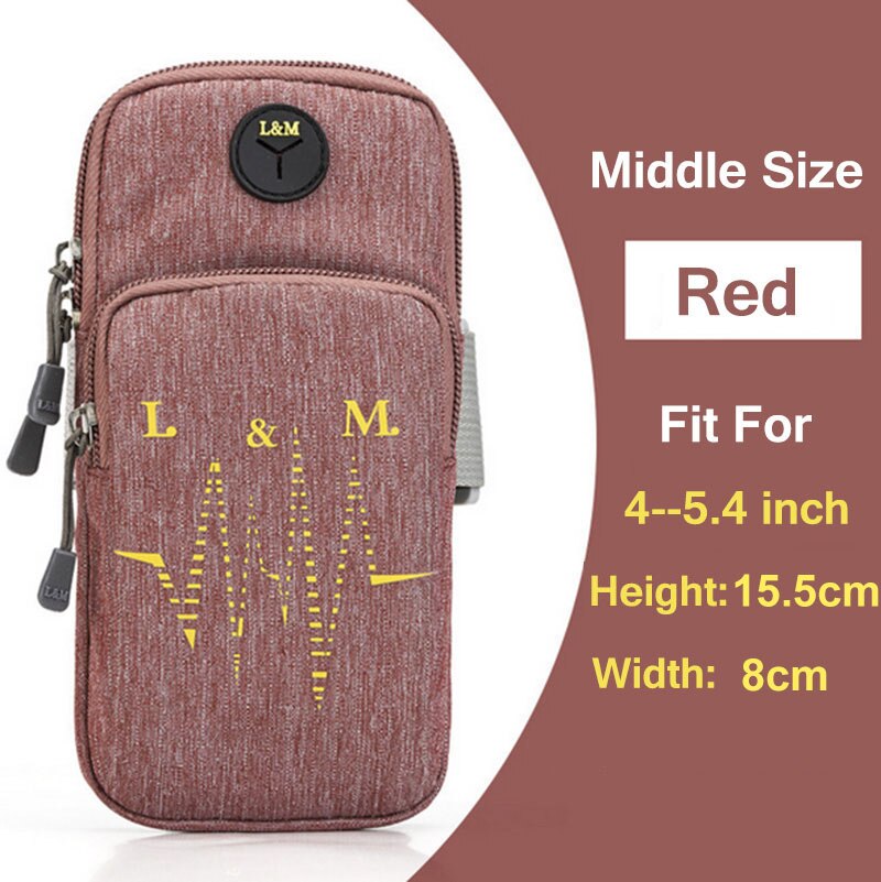 Outdoor Sport Phone Bag For Doogee V20 X95 S95 Pro S86 S68 S58 P30 N30 N20 N100 HomTom R17 H80 Arm Band Run Case Zipper Pouch: M(15.5 x 8cm) Red
