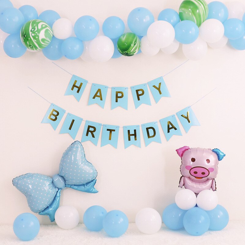 Birthday Party Decoration Happy birthday Banner Fringe Curtain Tablecloth Heart Star Confetti Balloons for Girl Boy Kids Adults: 3