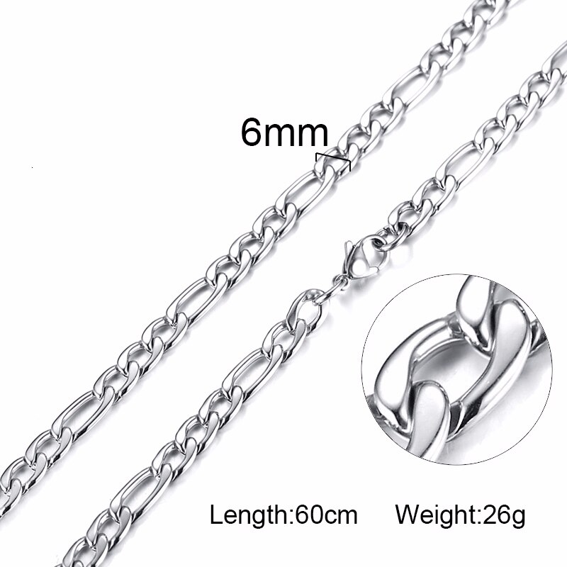 HANDSOME MEN'S FILLED BOXCHAIN CUBA LINK CHOKER FIGARO CHAIN NECKLACE IN ENDURABLE STAINLESS STEEL MALE FEMALE JEWELRY