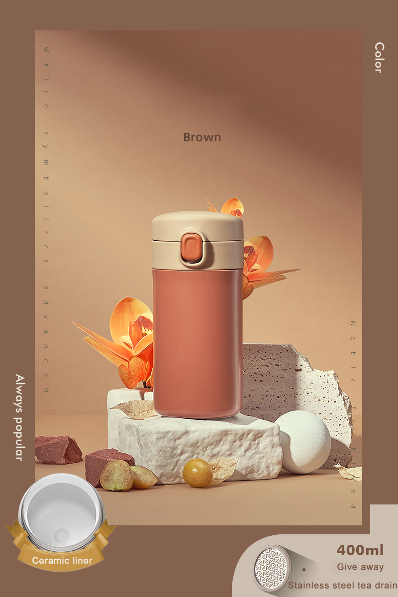Premium keramisk foring termokande flaske kontor isolering kaffekrus drikke te termokande te kop adskiller te vand flaske: Kaffe 400ml