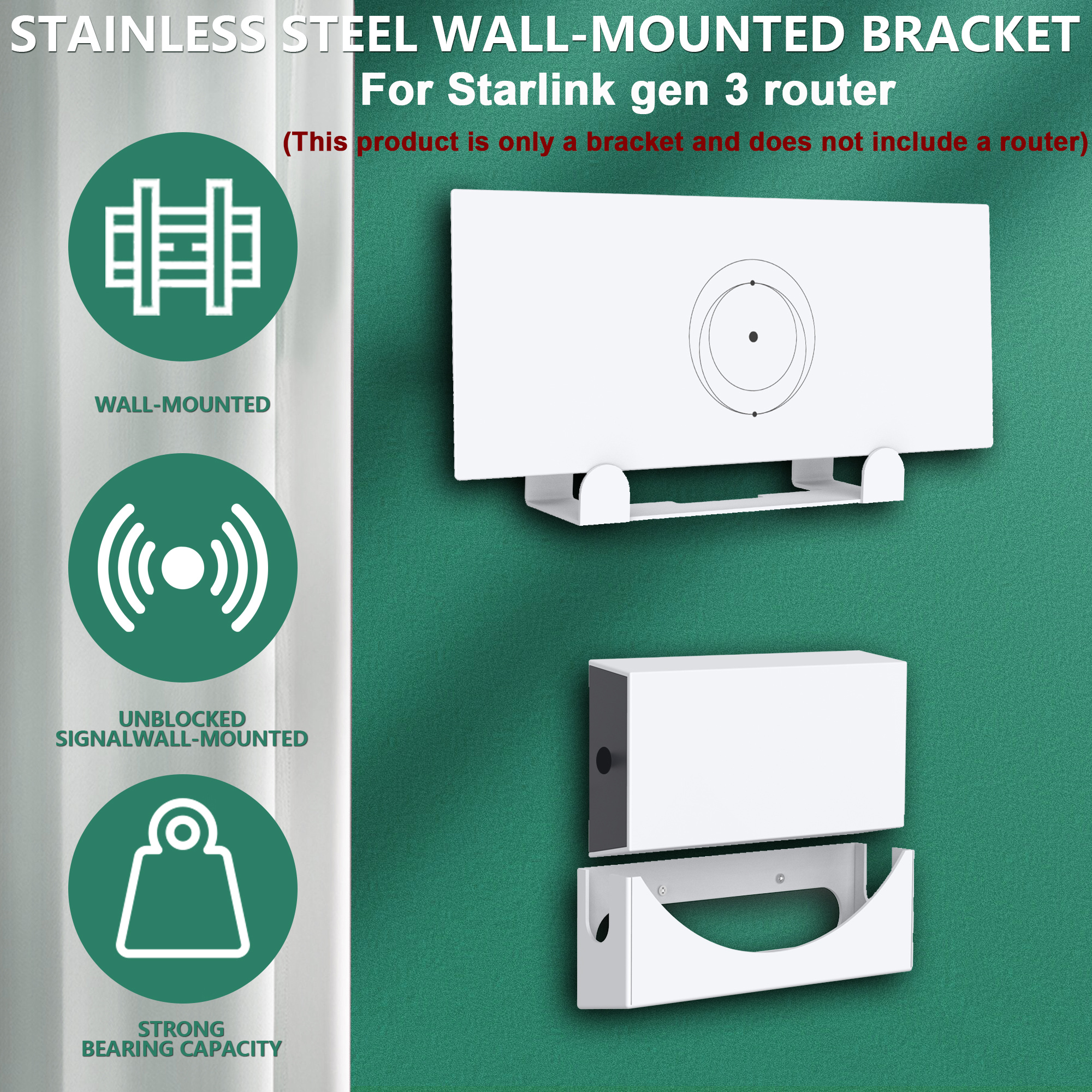Wall Mounts for Starlink V3 Router and Power Supply, Mounting Accessories for Starlink Router, Metal Starlink Gen 3 Mount Holder
