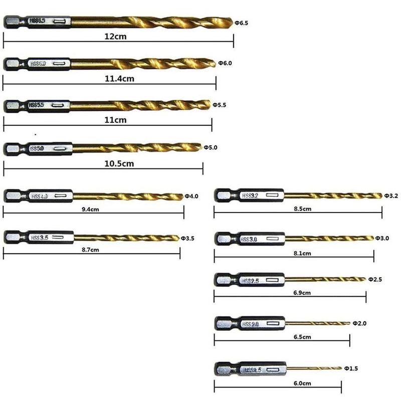 Titanium Coated HSS Drill Set Hex Shank Twist Drill Wood Boor Screwdriver Bits Drilling Aluminum X3J0