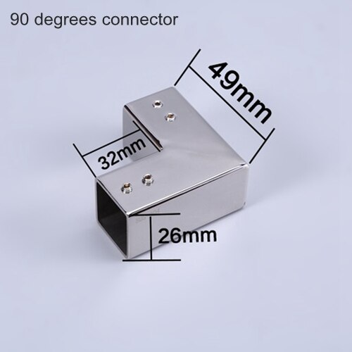 304 stainless steel Shower Room Parts Drawhead Rod Head Connector Glass Brace Strut Glass Clip Pipe Connection 25mm Square Tube: 90 degrees connector
