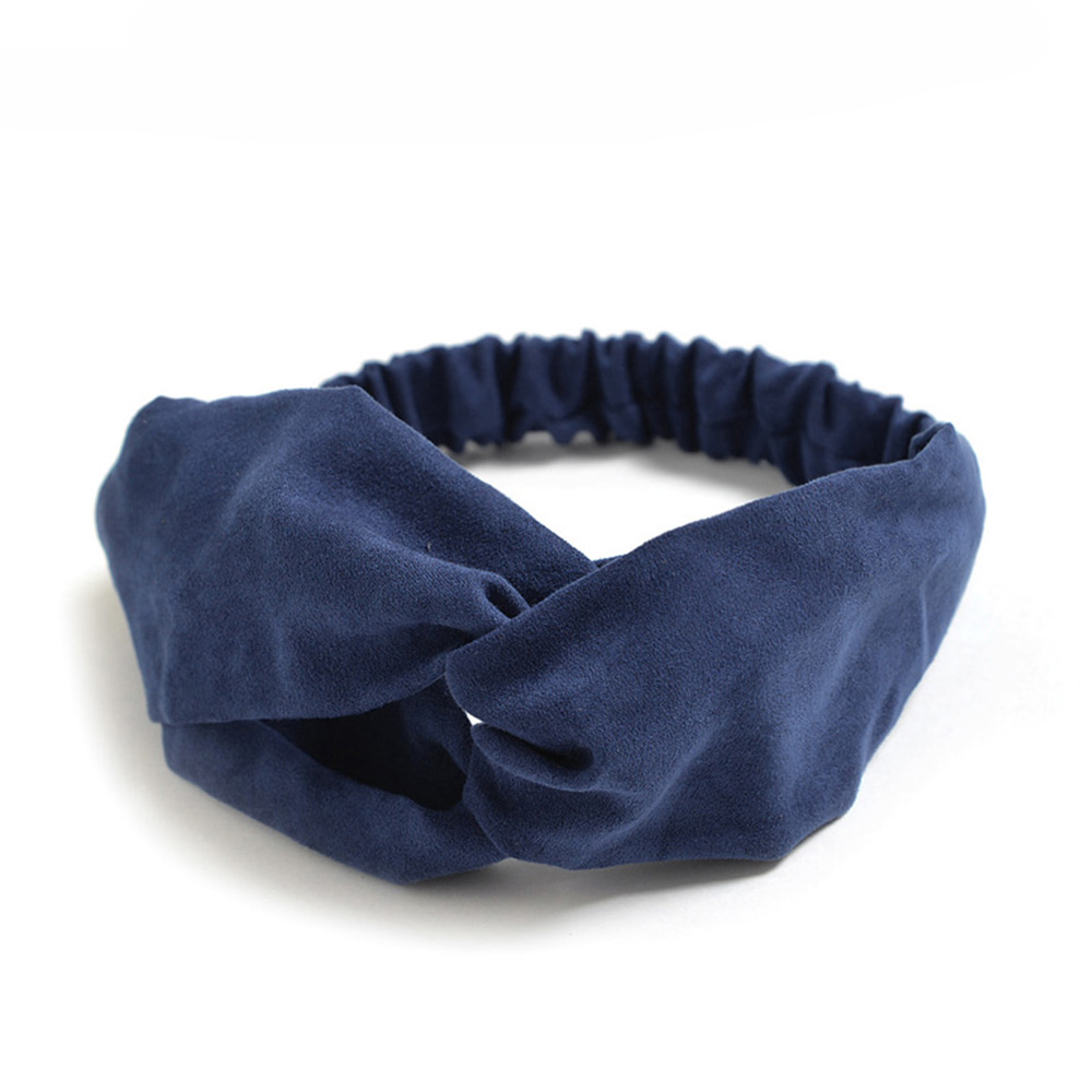 Dame hovedbeklædning plaid sløjfe pandebånd turban elastisk hovedbeklædning hovedindpakning kvinder hår tilbehør til kvinder stribede hårbånd: Marine blå