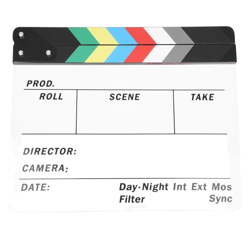 Colorful Clapperboard Clapper Board Acrylic Dry Erase Director TV Movie Film Action Slate Clap Handmade Cut Prop