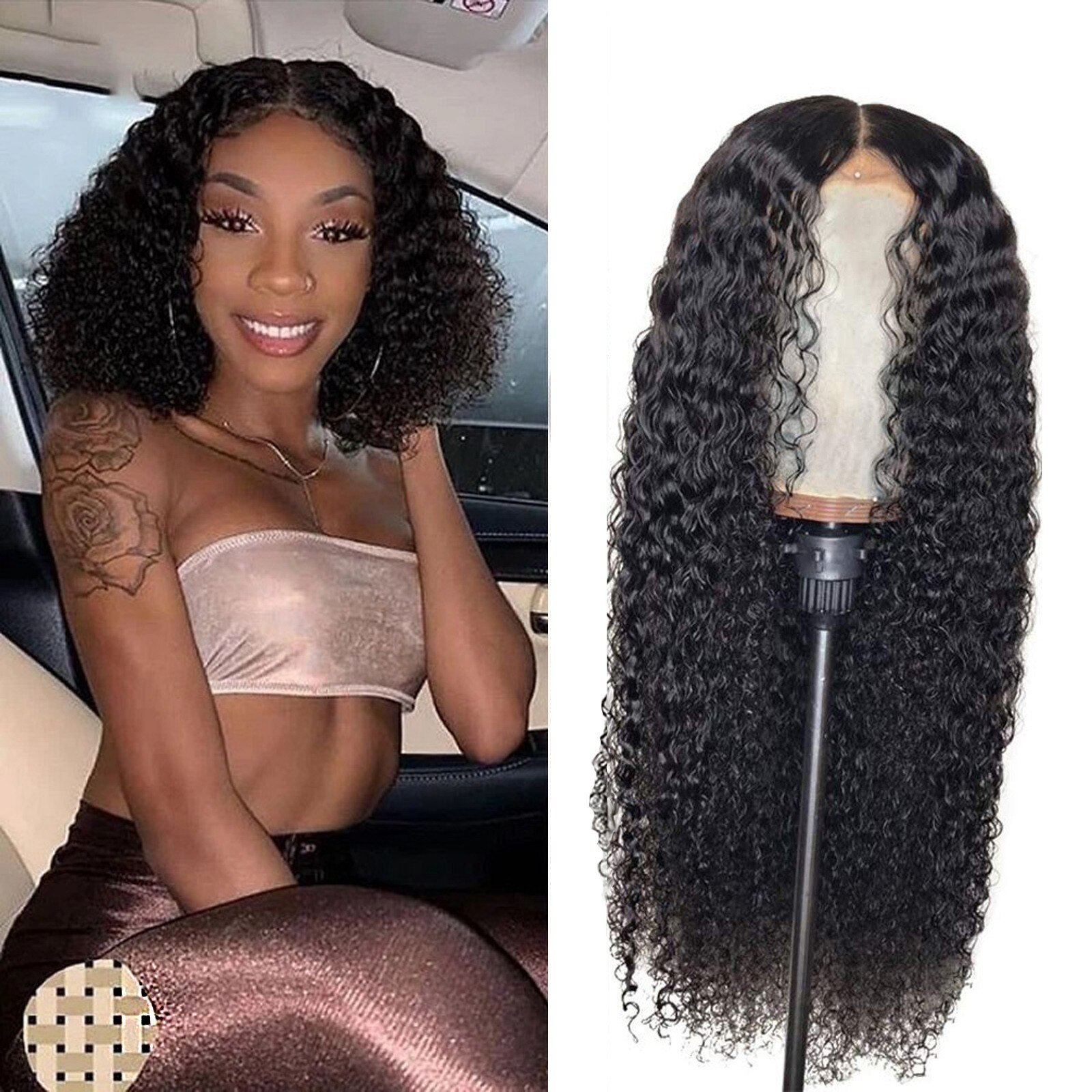 24Inch Krullend Menselijk Haar Pruik Lijmloze Lace Front Menselijk Haar Pruiken Pre Geplukt Gebleekte Knopen 150 250 Polen Pruik remy Haar: J 16in