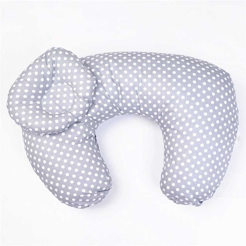Oreiller d&#39;allaitement en coton en forme de U pour -né, coussin lombaire pour allaitement: grey dot