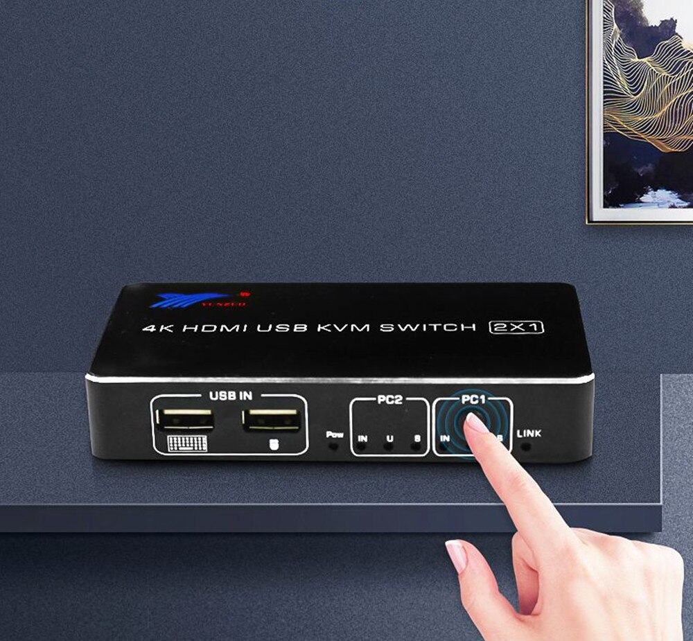 hdmi2.0KVM switch 2 in 1 out 2 cut one 4K mouse and keyboard printer sharing