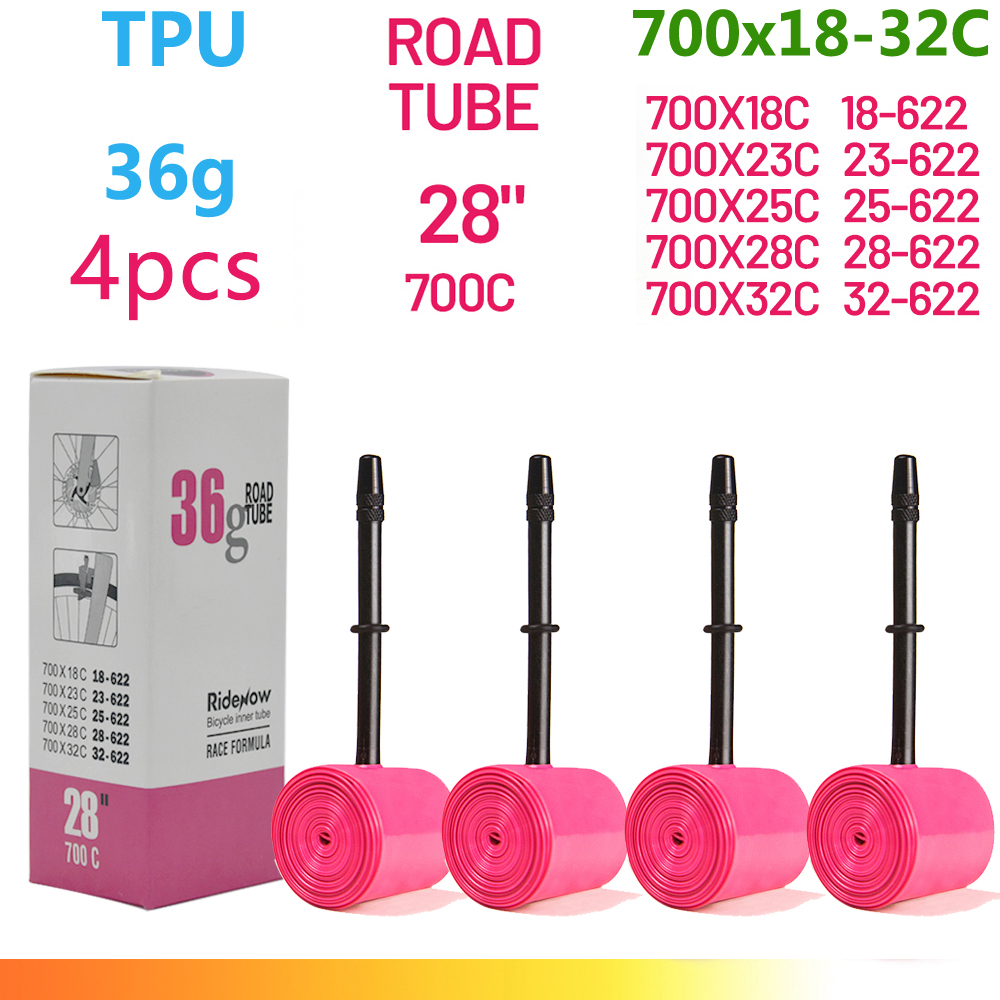 Cámara de aire RideNow-TPU para bicicleta de carretera, neumático de bicicleta, 700x18 23 25 28 32 35 47C, válvula francesa 45,/65,/85 mm, MTB 29x1,5, 1,75, 1,9: Azul cielo / 55mm