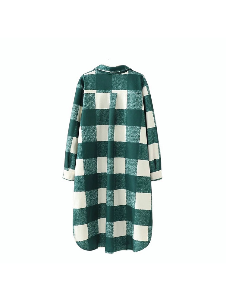 Women Oversized Coat Long Checked Casual Chic Women Jackets Long windbreaker Outfits