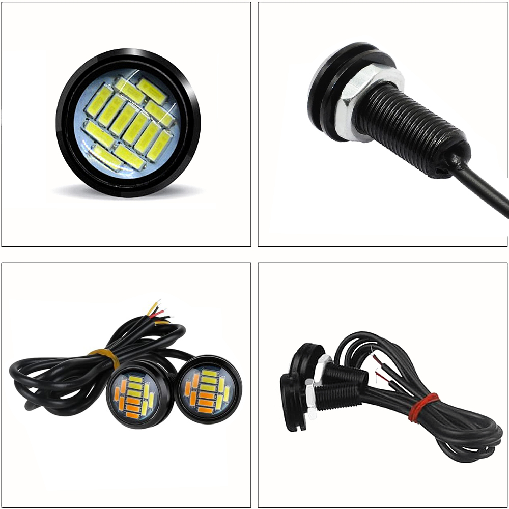 Lámpara LED Eagle Eye 23mm 12SMD luces de circulación diurna lámpara de señal blanca amarilla señal de giro, luz lateral, luz de marcha atrás, luz trasera