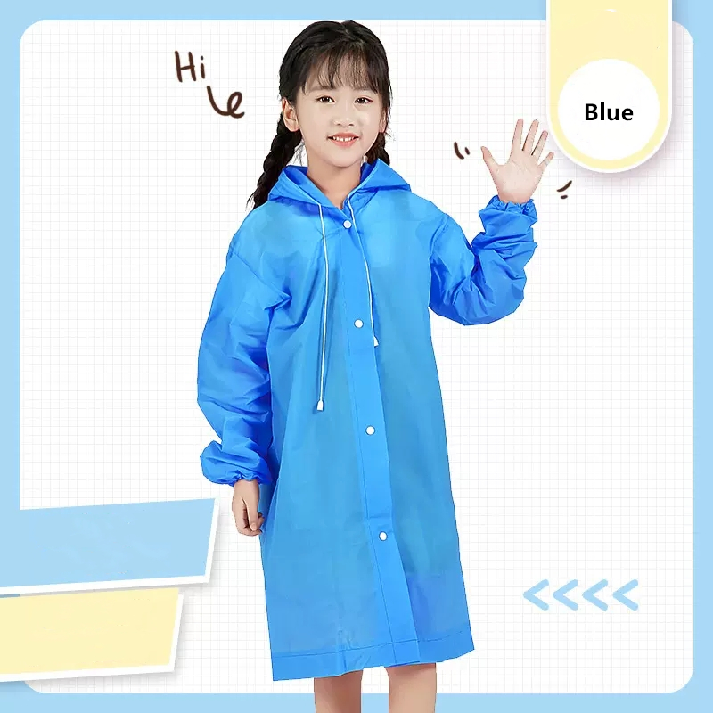 EVA Children Raincoat Thickened Waterproof Rain Coat Kids Clear Transparent Tour Waterproof Rainwear Student travel Rain Poncho: Yellow