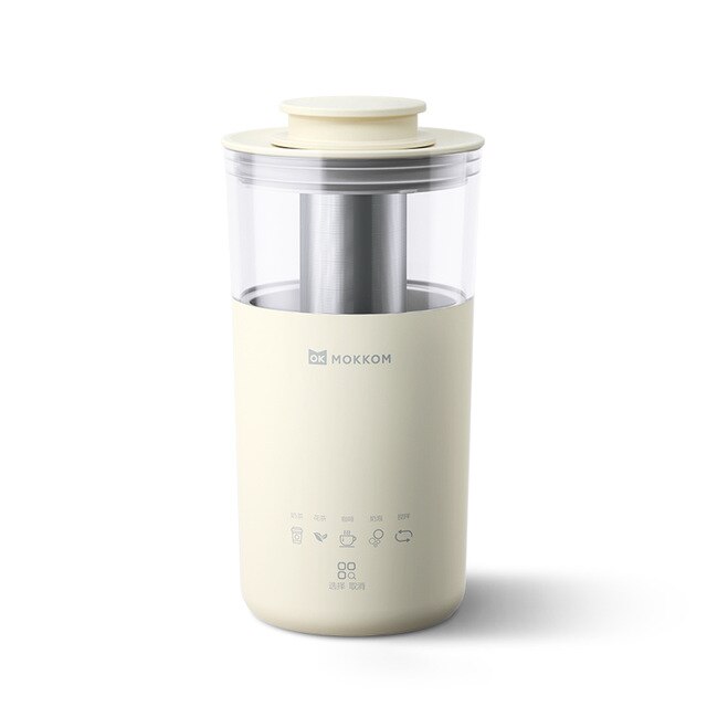 5 in 1 Electric Coffee Maker Multifunction Portable Milk Tea Machine 350ml Frother Automatic Tea Maker DIY Milk Tea Office: 220V Yellow