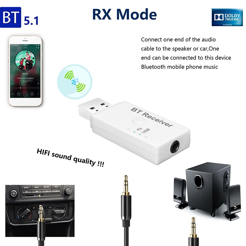 E6 Usb Bluetooth Ontvanger Adapter Wireless Audio Adapter Carkit Muziek Ontvanger Voor Thuis/Auto Stereo-installatie