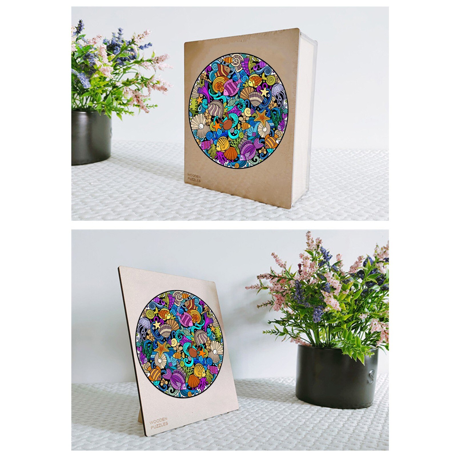 Animal Jigsaw 3D Wooden Puzzle For Adults And Kids Toys Unique Shaped Pieces Puzzle Crafts Decor With Wooden Box
