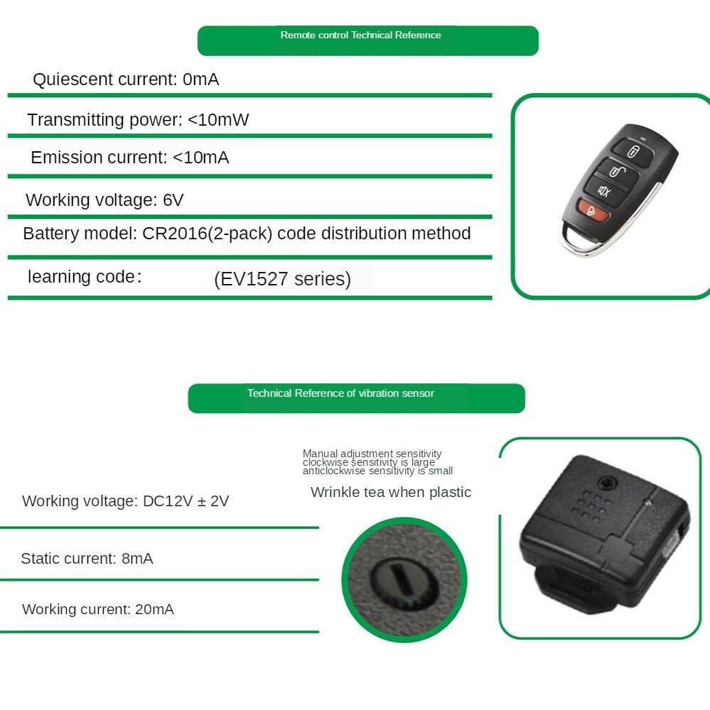Car Alarm Vehicle System 1-Way Universal Protection Security System Keyless Entry Siren + 2 Remote Control Burglar