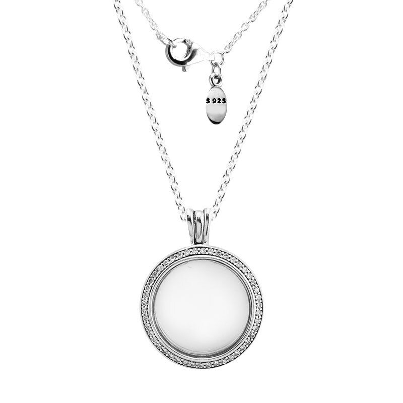 Medium mousserende medaljon halskæder til kvinder 925 sterling sølv link kæde halskæde vedhæng smykker collier femme
