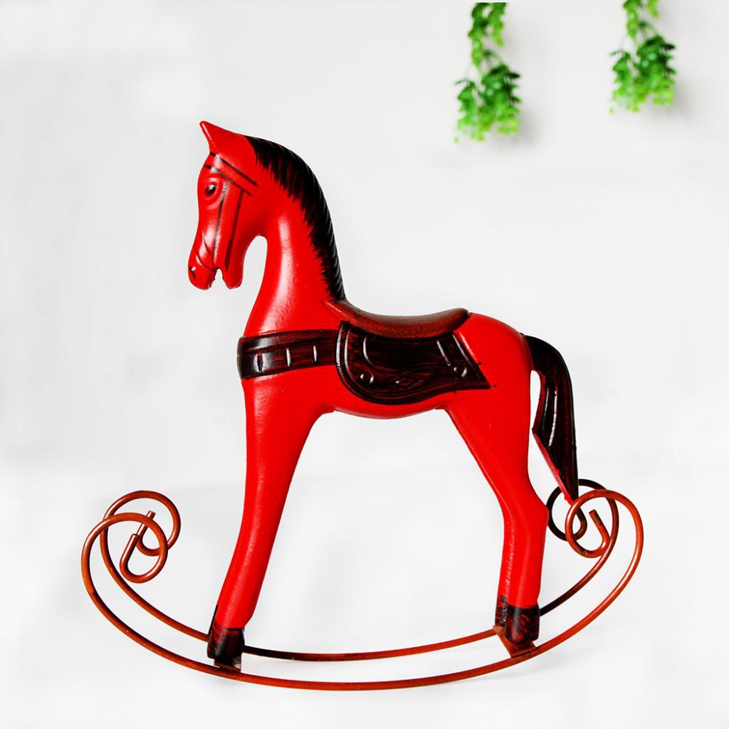 Wooden Mini Rocking Horse Craft Decoration Nordic Style Wooden Crafts Ornaments