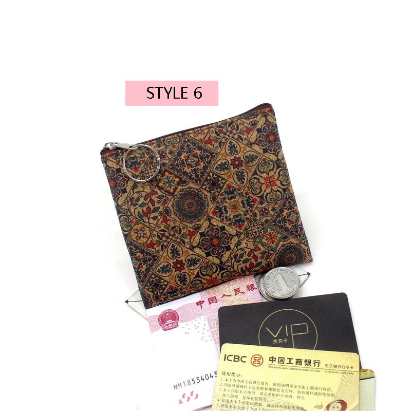 Jahrgang geldbörse mit echtholzmaserung, rindenkork-optik, lässige, nostalgische Kupplung, kleine quadratische schlüsseltasche: Stil 6