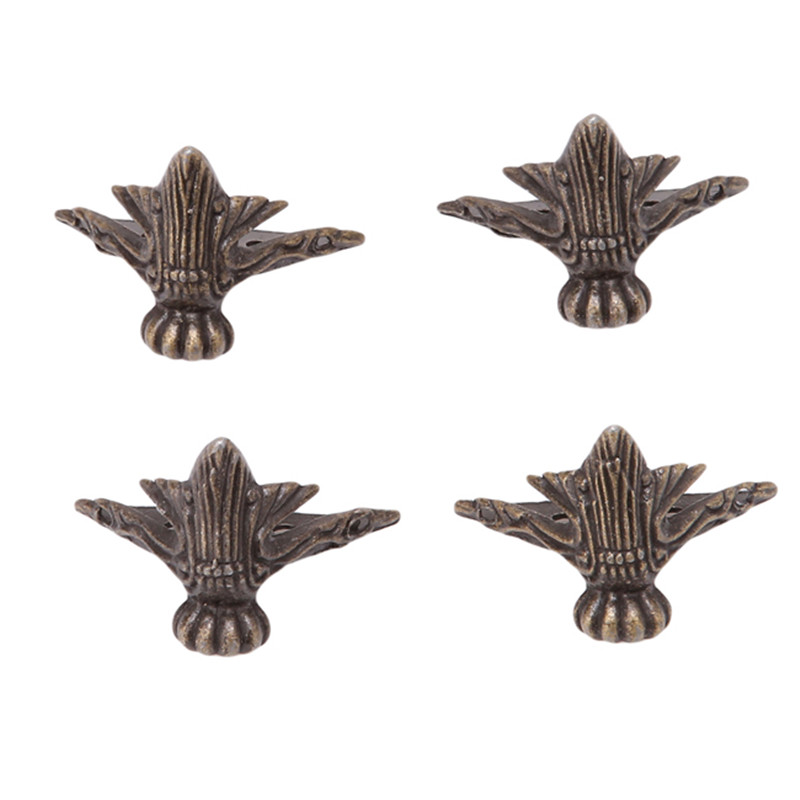 4 Stk/set Antieke Hoekbeschermer Messing Sieraden Kist Houten Kist Decoratieve Voeten Been Metalen Hoek Beschermer Hardware Beugel