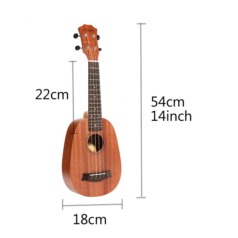 Violão soprano ukulele de abacaxi de 21 polegadas, 4 cordas, violão havaiano, instrumentos musicais, presente