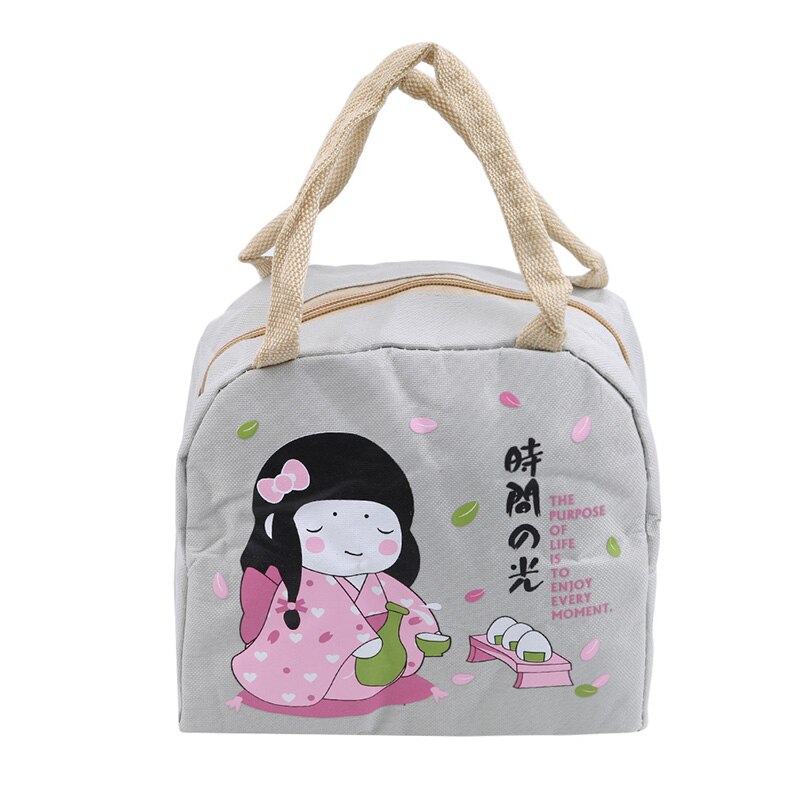 Food Lunch Picnic Bag Cute Girl Lunch Bag Convenient Carrying Thick Insulation Lunch Box Waterproof Cloth Bag: gray