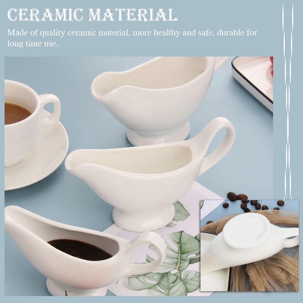 2Pcs Ceramic Serving Jugs Sauce Pitchers Steak Gravy Boats Restaurant Condiment Bowls