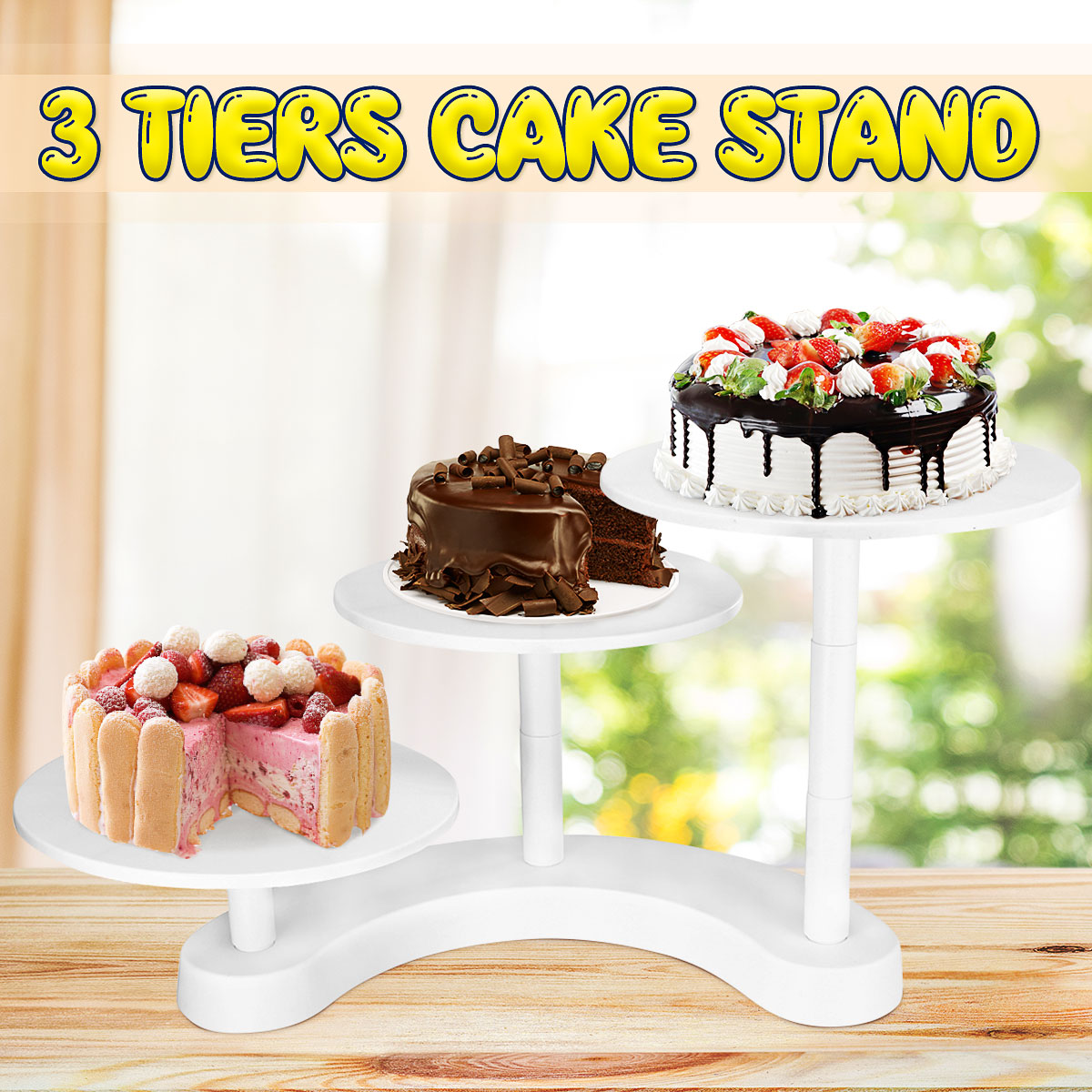 Soportes de pastel de 3 niveles, soporte de plástico para Cupcake, exhibición de postre, boda, de cumpleaños, soporte de pastel de Fondant, utensilios de decoración, suministros blancos