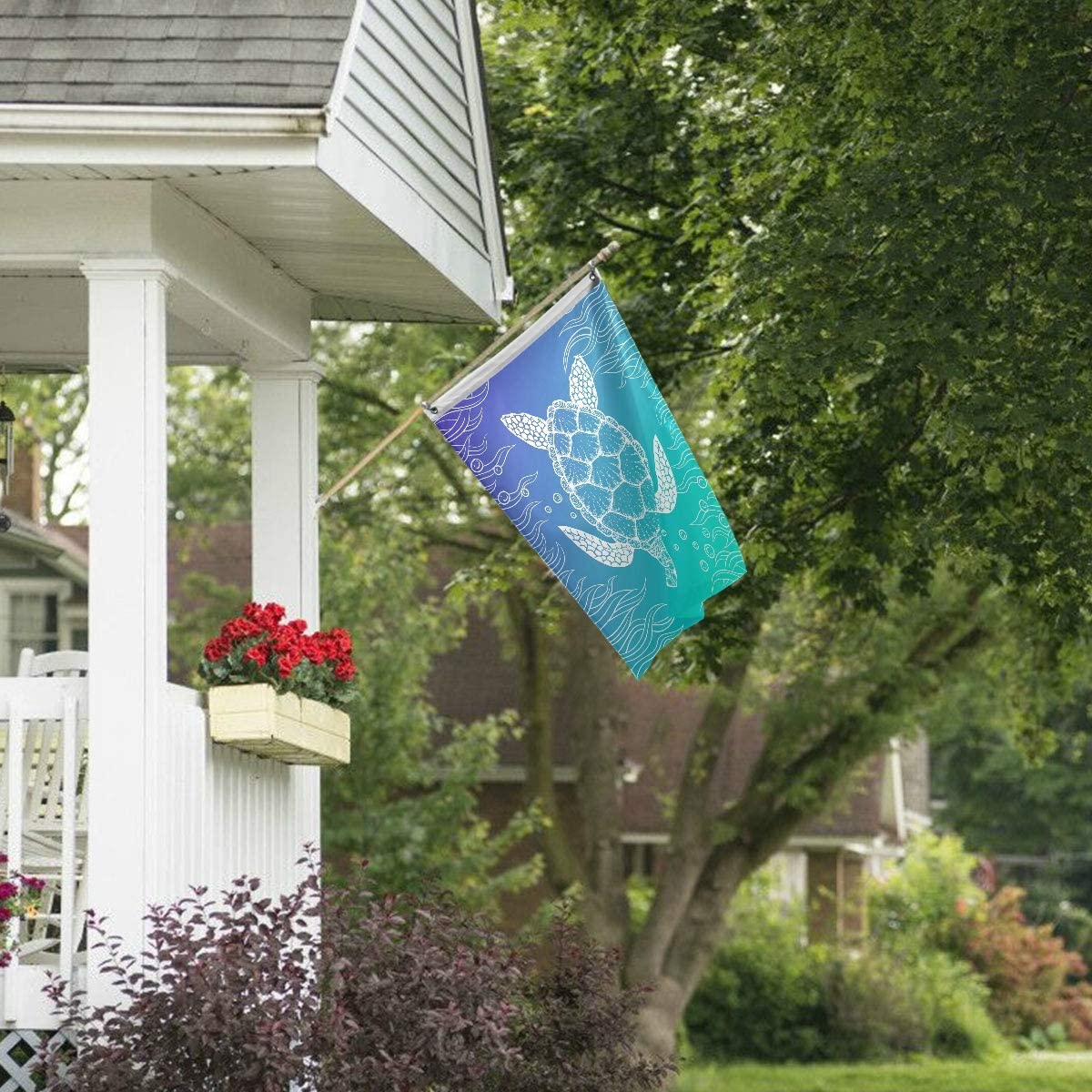 Abstract Tribal Ethnic Animal Turtle Garden Flag,3x5 Feet Polyester Fly Flags Banner with Grommets for Spring Home Outdoor