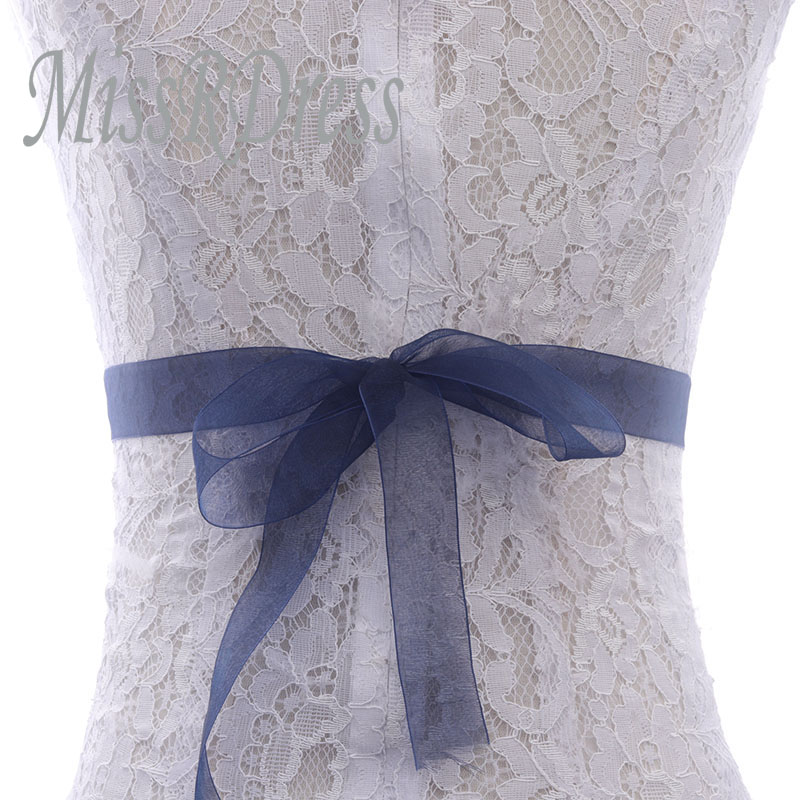 Missrdress håndlavede perler bryllupsbælte guld rhinestones brude sash perler krystal brude bælte til brudekjoler  jk890: Marineblå organza