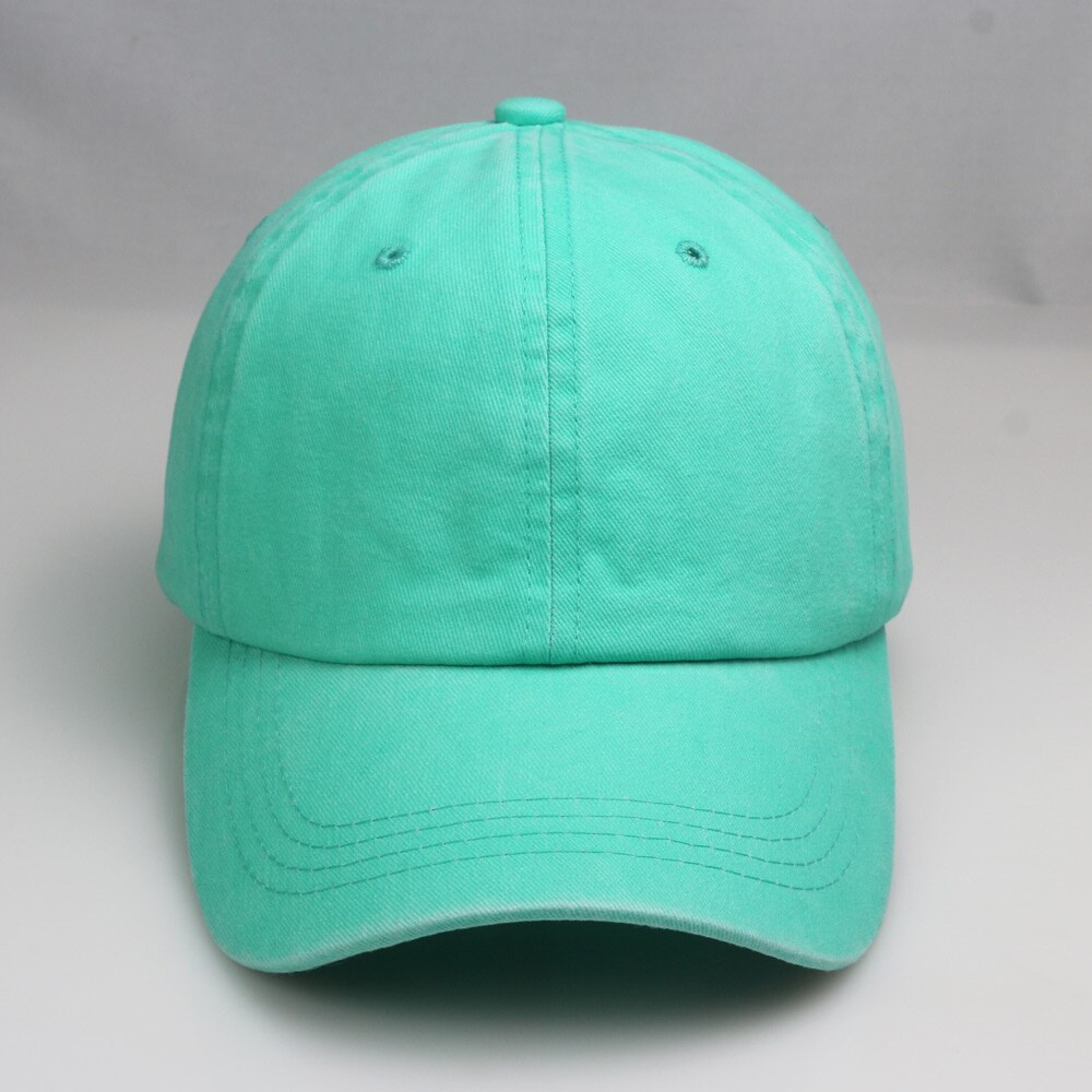 Damer mintgrønn ustrukturert baseballcaps vasket bomull 6 panel ball lokk retro #39 neon gul neon rosa