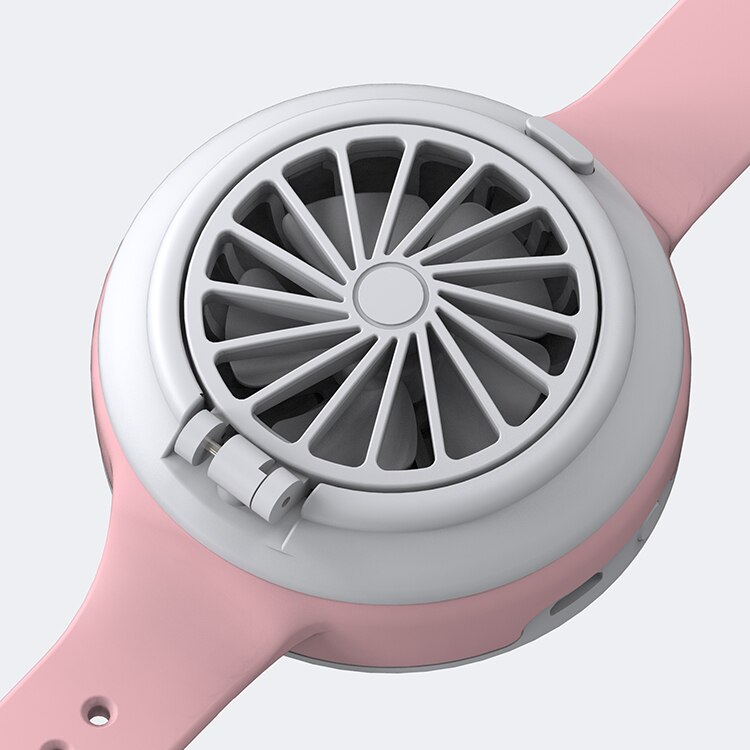 USB charging portable adjustable direction mini watch small fan: Pink
