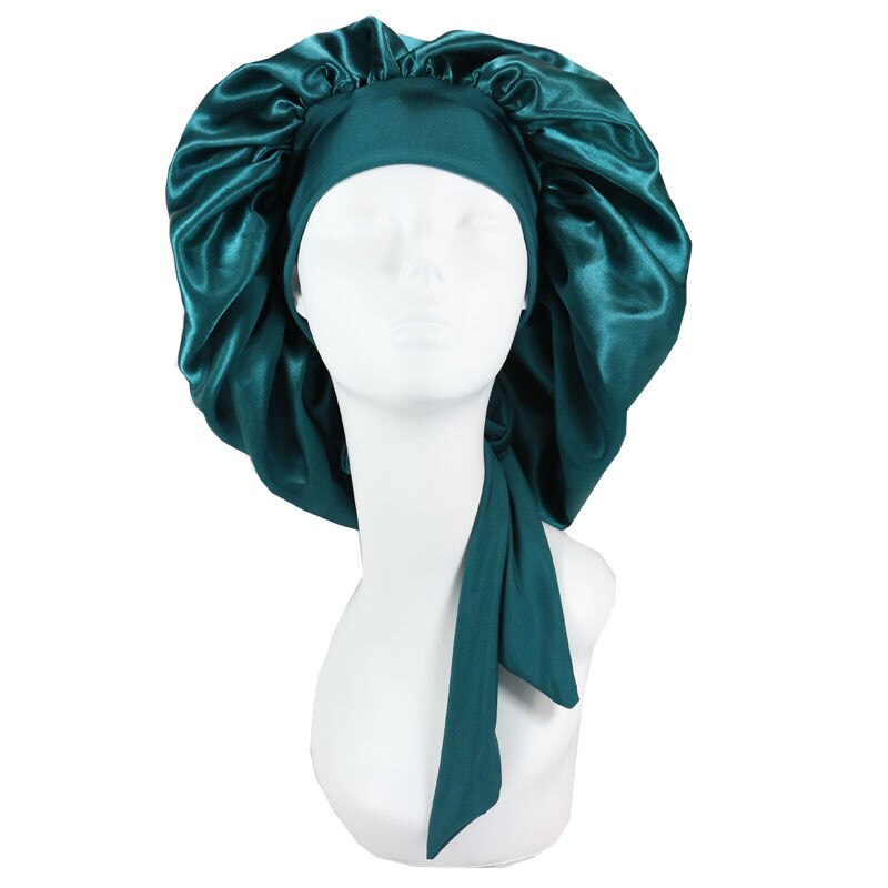 Chapeau de nuit en Satin pour femmes et hommes, Bonnet de nuit unisexe en soie, Turban de douche: Type 1-Green