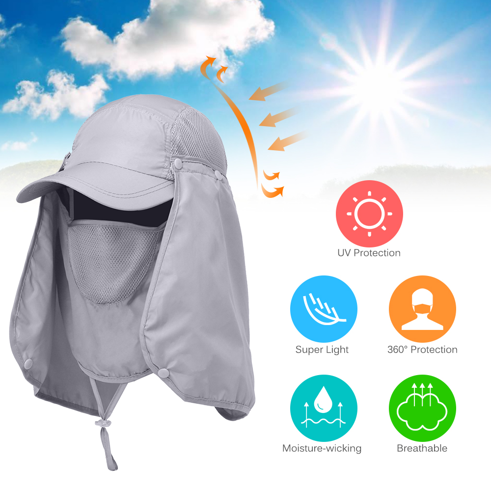 Gorra de pesca para deportes al aire libre, visera para senderismo, protector UV, cubierta para el cuello y la cara, gorra de protección solar para pesca