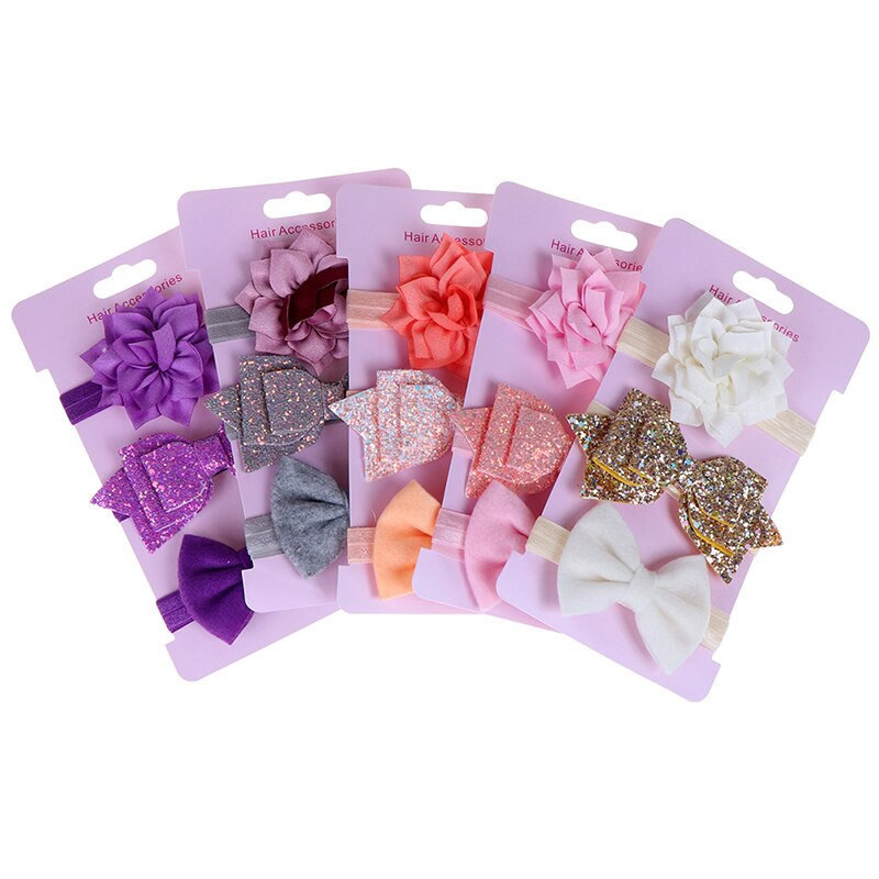 3Pcs/Lot Baby Headband Flower Bows Girl Newborn Hairband Hair Accessories