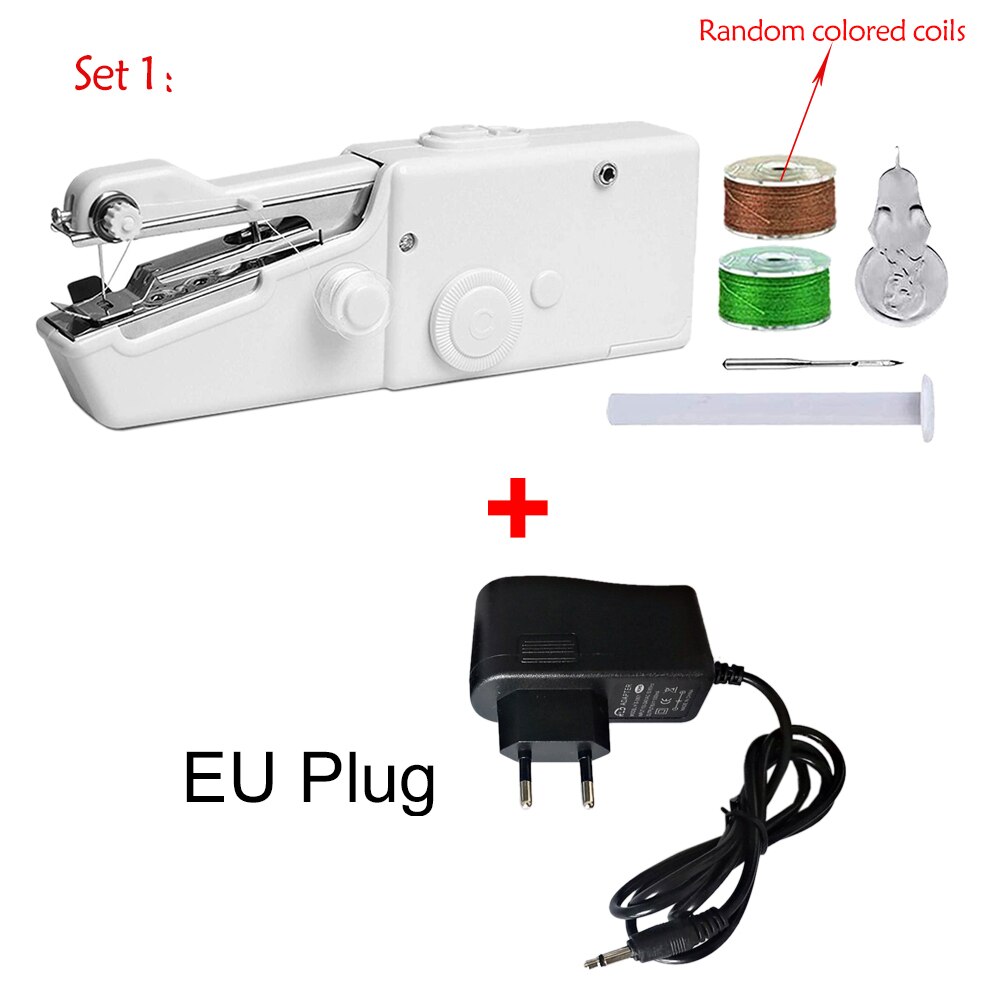 Dekaim Nähmaschine, Mini elektrische Haushaltszweifadennähmaschine, 505A 12 Nadel, EU 220V, geeignet für Anfänger,Blaue Taste