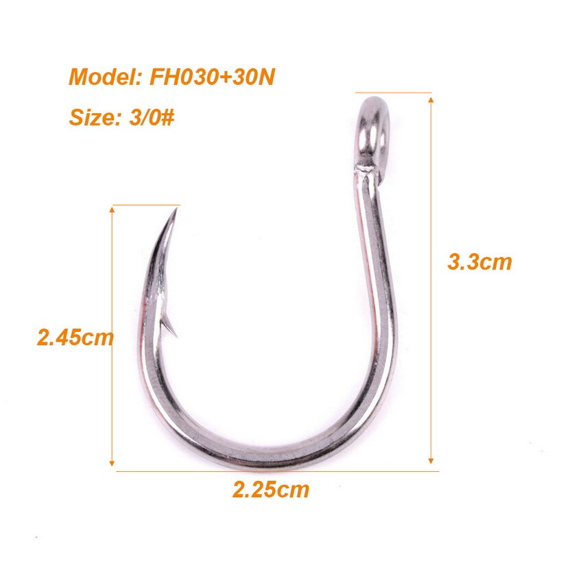 100pcs Saltwater Fishing Hook JIGGING HOOK 1/0#-13/0# Model Stainless Steel Fishhook Made In Taiwan Jig Fishing Hooks Carp Hooks: Size  3