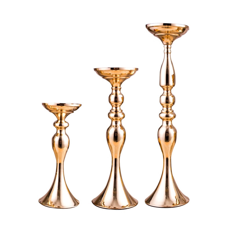 Décoration de mariage, chandelier, Vase à fleurs, porte-bougies, centre de Table, support pour maison, bougeoirs en or