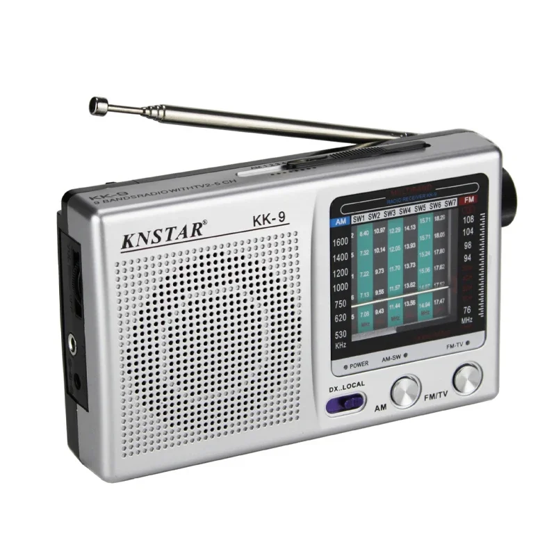 Rádio portátil alto-falante embutido rádio estéreo antena telescópica sw am fm mini rádio portátil dispositivo de alto-falante de emergência ao ar livre: Prateado