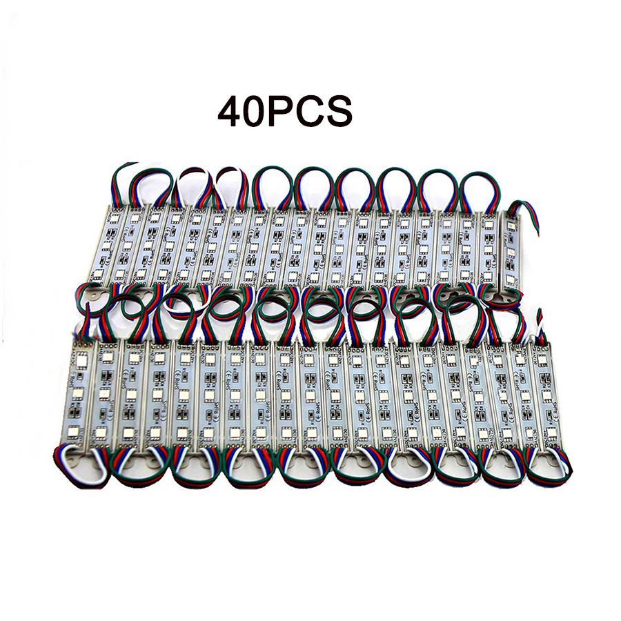 Led Modules Licht Rgb Smd 5050 3LED DC12V Waterdichte Store Front Strip Lamp Reclame Teken Module Lichten Ultrabright Rgb Kleur: 40PCS