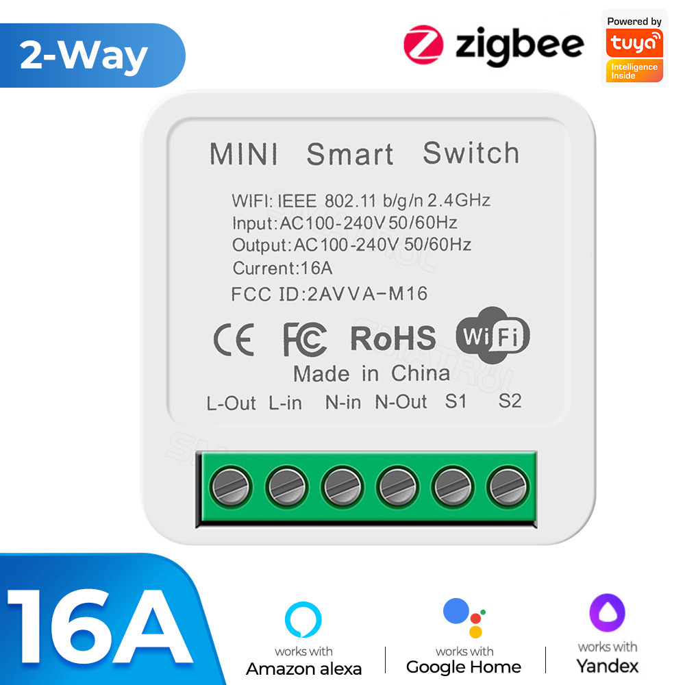 Tuya Zigbee / WiFi MiNi inteligentny przełącznik z monitorem zasilania 16A 2-kierunkowe sterowanie wyłącznik czasowy przekaźnik działa z Alexa Google Home Alice: Bundle2