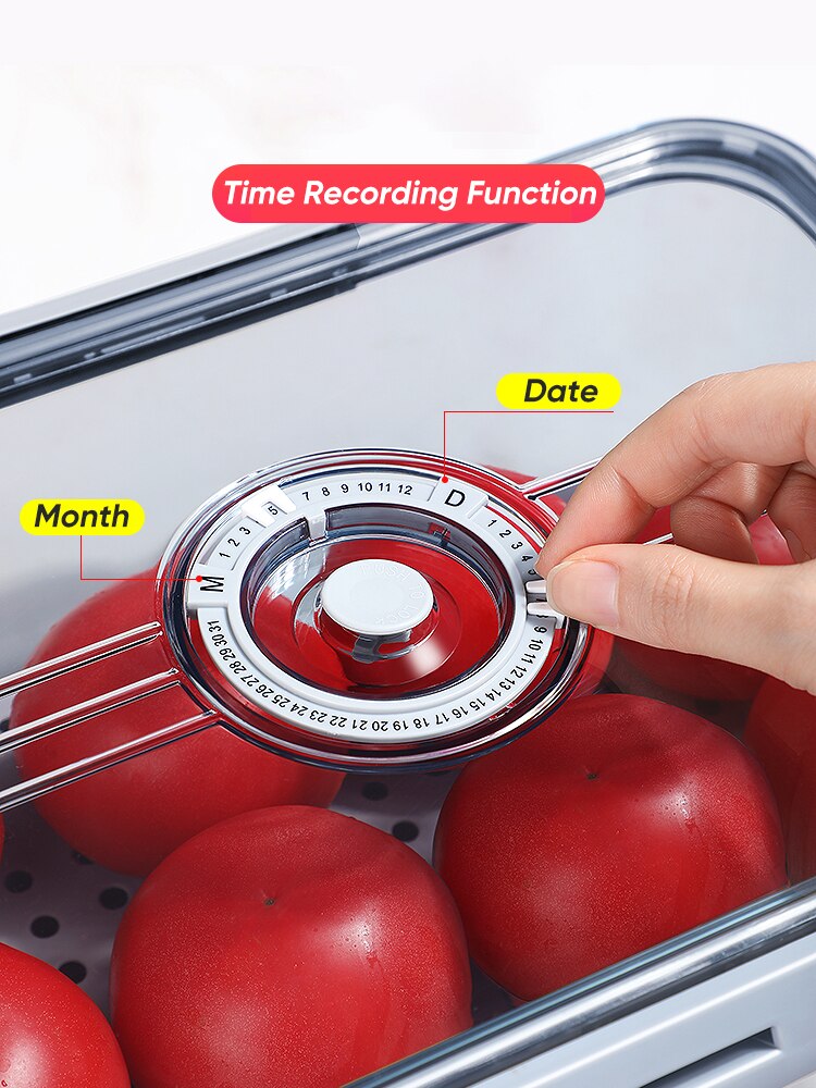 Kitchen Storage Food organizer Container PET Seal Stable Cans For Fridge High-capacity Fresh Eggs Vegetable Fruit Storage Box