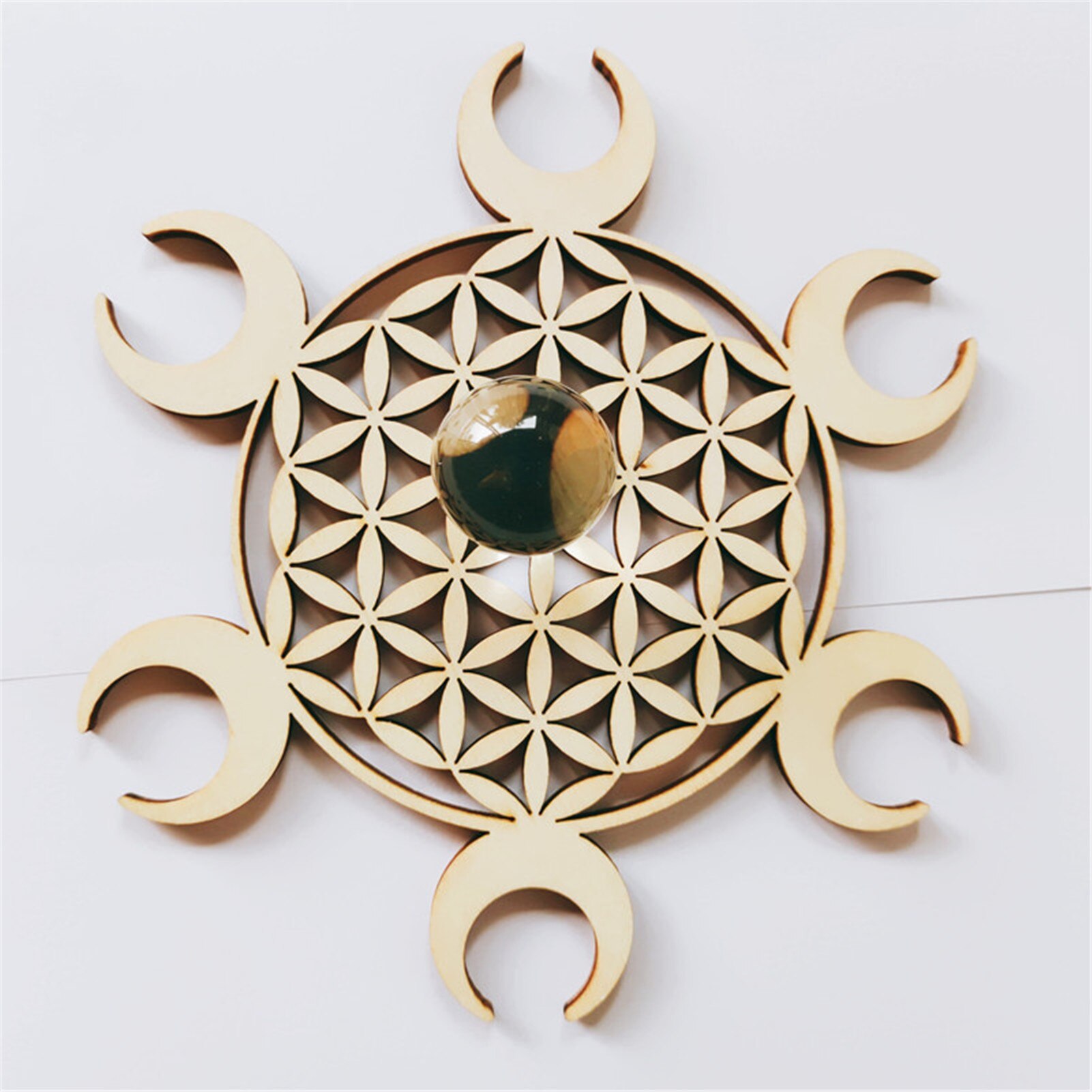 Flower of life Wooden Grid Board Geometry Wall Hanging Decor Wall Sculpture Home decoration