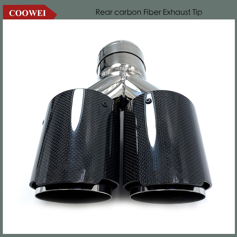 1PCS Universal DUAL Exhaust Tip Glossy carbon fiber exhaust pipe tail quad exhaust muffler tip