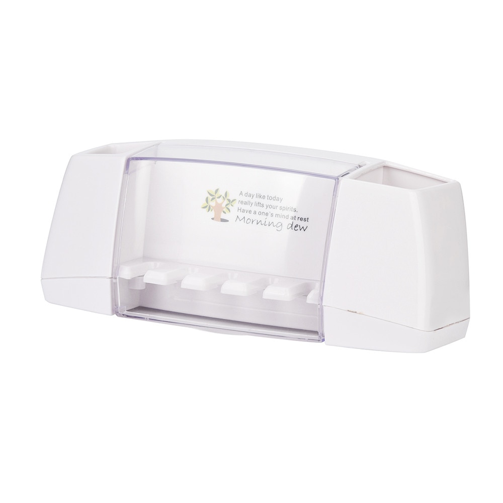 Roikkuva kylpyhuoneen keittiövälinelaatikko hammasharjan säilytysteline seinäkiinnitys hammasharjateline harjan imukuppi säilytys koti: Valkoinen