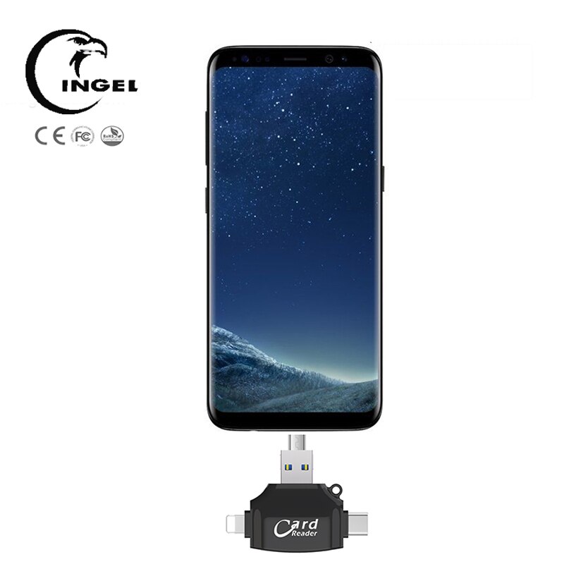 Ingelon sd-kortläsare microsd sdxc/sdhc sd usb c mmc idragon adapter tf minne för ios iphone &amp; android kortläsare