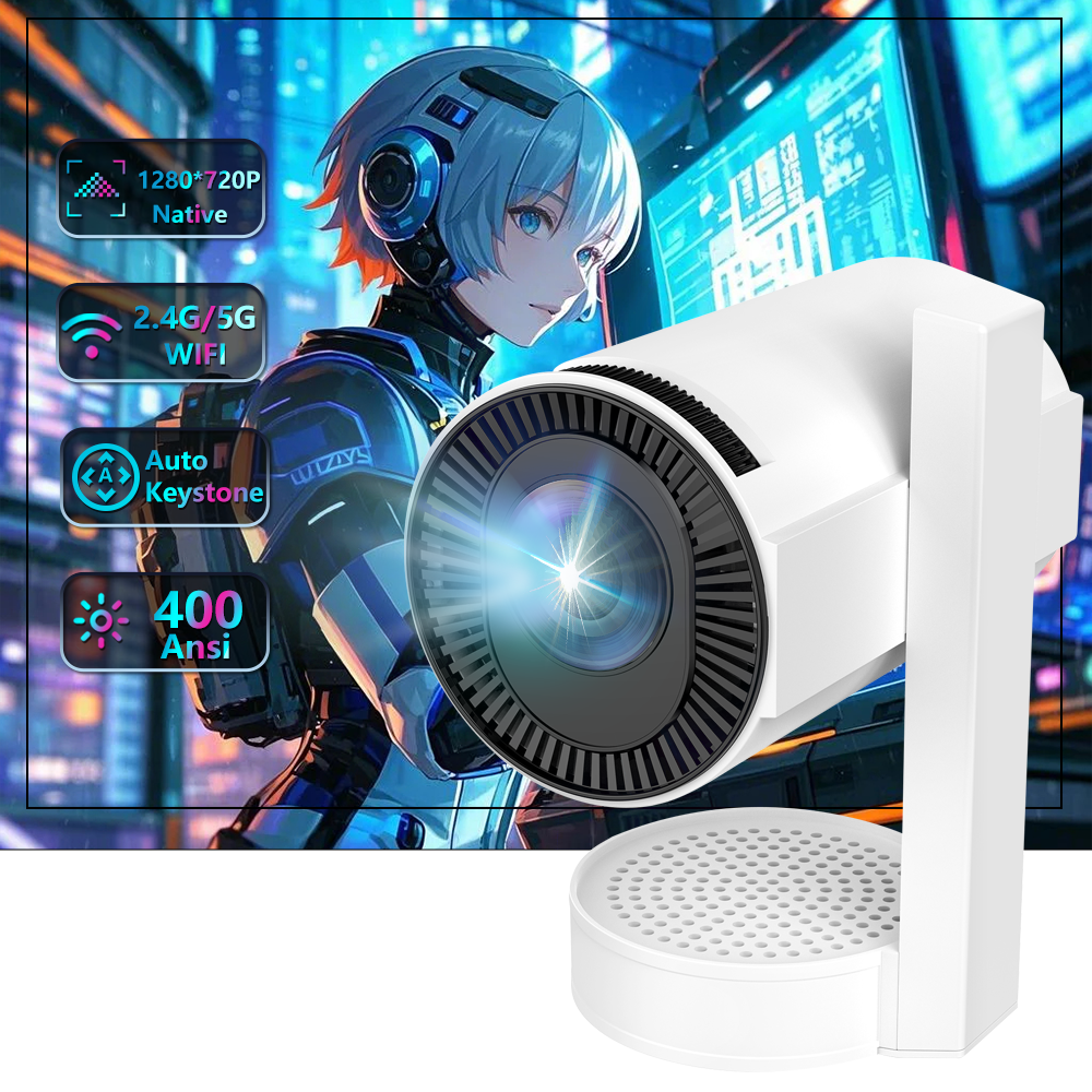 WUDUNG Z11 HD 720P Portable Projector Auto Keystone Dual-Band WiFi Compact For Movies Gaming Built-in Speaker