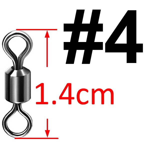 50 st lagerswivel fiskekoppling rostfritt stål karpfisketillbehör tackle snäppfiskkrok bete solid ring swivel: 4