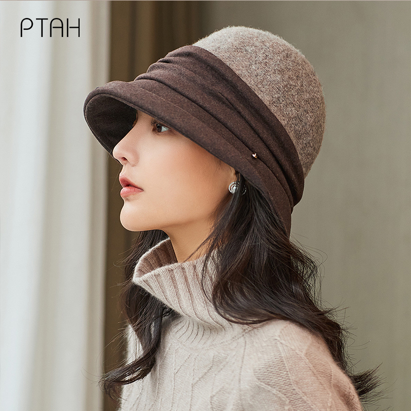 PTAH-gorros de lana de estilo británico para mujer, sombrero de Tweed más suave, Estilo Vintage, para iglesia, para Otoño e Invierno